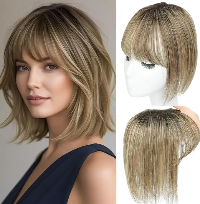 🔥Final Hours—Up to 85% Off🔥Human Hair Topper with Bangs | Hair Piece for Thinning Hair