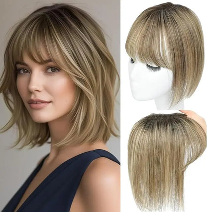 🔥Final Hours—Up to 85% Off🔥Human Hair Topper with Bangs | Hair Piece for Thinning Hair