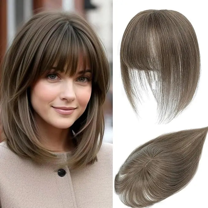 🔥Final Hours—Up to 85% Off🔥Human Hair Topper with Bangs | Hair Piece for Thinning Hair