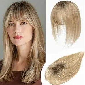 🔥Final Hours—Up to 85% Off🔥Human Hair Topper with Bangs | Hair Piece for Thinning Hair