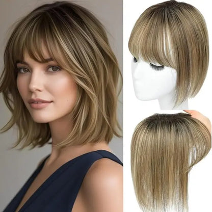 🔥Final Hours—Up to 85% Off🔥Human Hair Topper with Bangs | Hair Piece for Thinning Hair